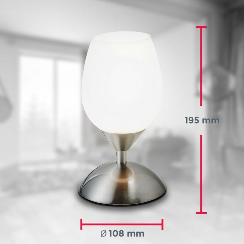 Lampe De Chevet Tactile B.K.Licht - Variateur Intensité, Douille E14, Nickel Mat | 12.6x15.7cm