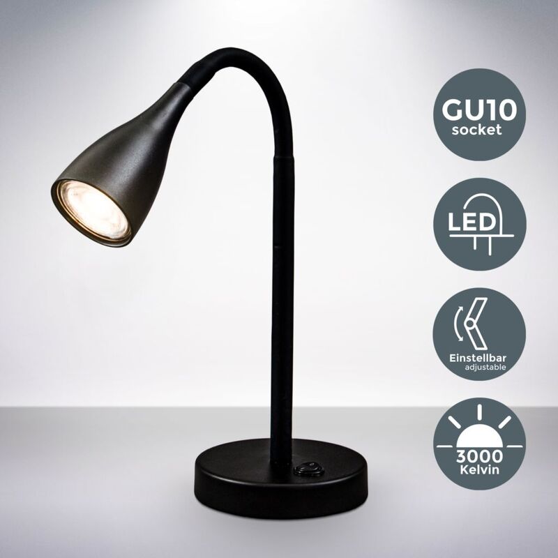 maison lampe de lit 5W 3 modes Lampe de lecture/lampe de poche/lampe de bureau USB à LED étude réglable avec 11 niveaux de luminosité pour bureau travail lecture Noir 