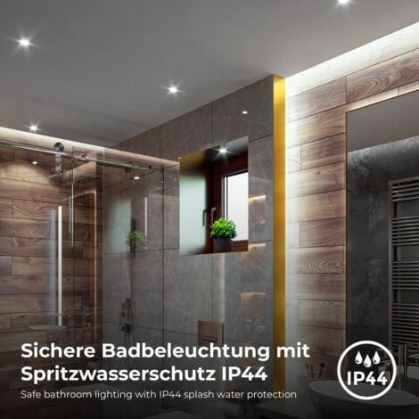 B.K.Licht - Set de 6 LED spots encastrés 230V, spot LED pour salle de bain protection contre les éclaboussures IP44, lumière blanche neutre, spots de plafond, spots LED, spots de plafond plat, 85x25mm
