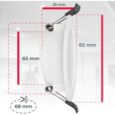 B.K.Licht - Set de 6 LED spots encastrés 230V, spot LED pour salle de bain protection contre les éclaboussures IP44, lumière blanche neutre, spots de plafond, spots LED, spots de plafond plat, 85x25mm