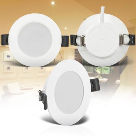 B.K.Licht set de 6 spots encastrés LED 230V salle de bain protection éclaboussures IP44 lumière blanche chaude spots de plafond plats 85x25mm blanc