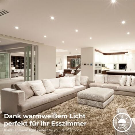 B.K.Licht lot de 10 spots LED encastrables 230V orientables ultra-plats lumière blanc chaud taille trou 68mm spots LED 86x26 mm nickel mat