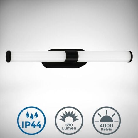 B.K.Licht - Lampe de miroir à LED pour la salle de bain avec couleur de lumière blanche neutre, IP44 lampe de miroir pour la salle de bain, lampe murale à LED, applique murale à LED, 7W, 40 cm, noir
