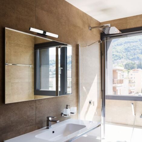 B.K.Licht - Lampe de miroir à LED pour la salle de bain avec couleur de lumière blanche neutre, IP44 lampe de miroir pour la salle de bain, lampe murale à LED, applique murale à LED, 7W, 40 cm, noir