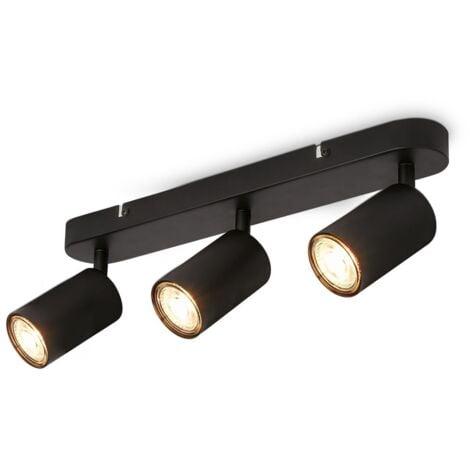 B.K.Licht - Lampe de plafond orientable, lampe de plafond GU10, lampe à 3 lampes, spot de plafond, lampe de salon, lampe de chambre à coucher, lampe de cuisine, 39 cm de longueur, noir