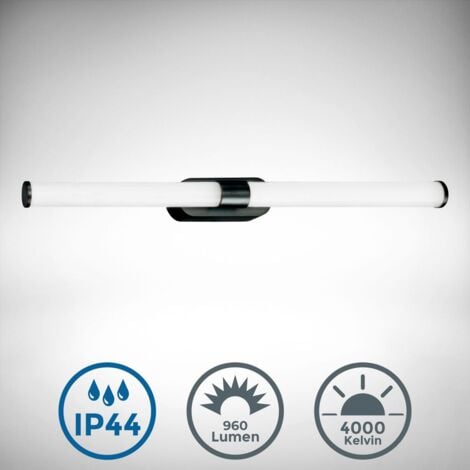 B.K.Licht lampe miroir LED salle de bain lumière blanche neutre IP44 résistante éclaboussures lampe murale 9W 55 cm noir design moderne