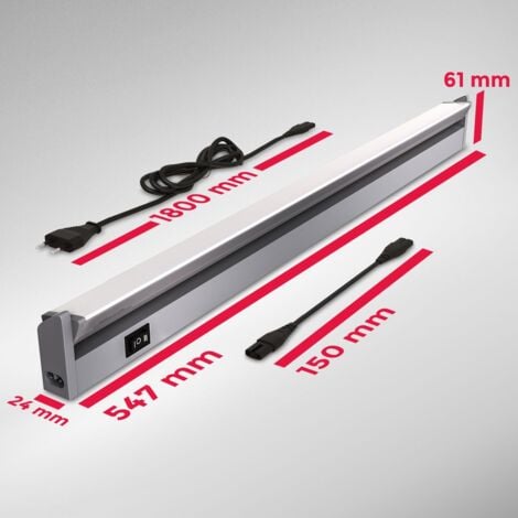 B.K.Licht réglette LED orientable, platine LED 8,5W intégrée, 1000Lm, blanche neutre 4000K, éclairage dressing placard cuisine, 230V, IP20, titane