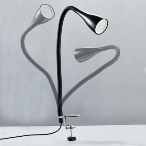 Lampe de table à pince LED dimmable lampe de lecture flexible lampe de chevet noire 5W