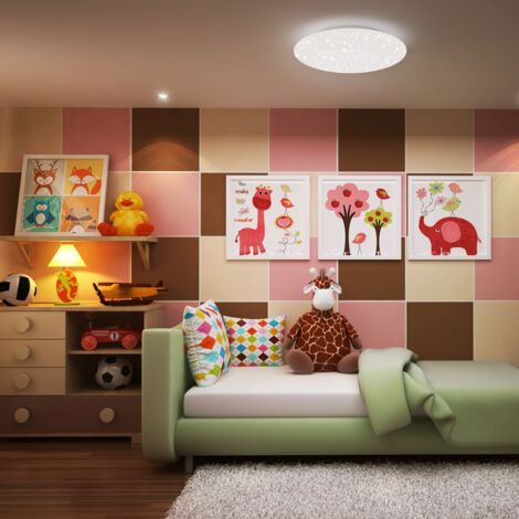 B.K.Licht plafonnier LED effet scintillant, plafonnier dinterieur, lumière blanche neutre 4000 Kelvin, lumière étoile, lampe pour chambre couloir salon, chambre d'enfant, 12W, 230V, IP20, Ø 280 mm