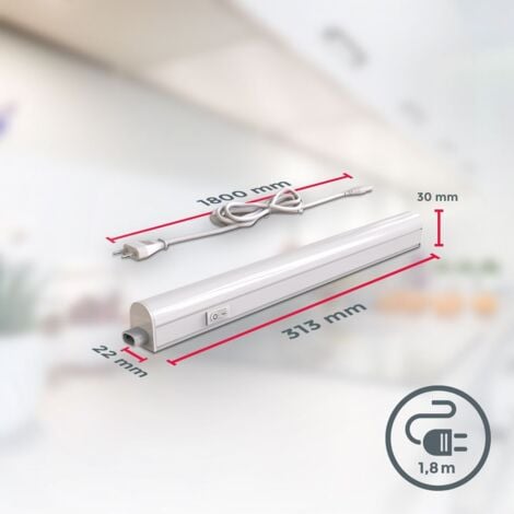 B.K.Licht réglette LED pour cuisine et atelier, platine LED 4W, longueur 313 mm, 400 Lm, lumière blanche neutre 4000K