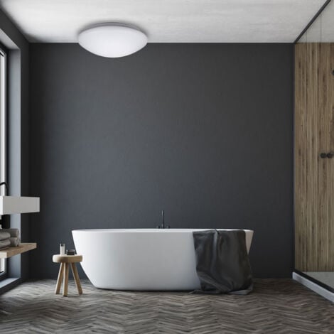 B.K.Licht plafonnier LED spécial salle de bain, lumière blanche neutre 4000 Kelvin, platine LED 12W, éclairage plafond design épuré, Ø 290mm