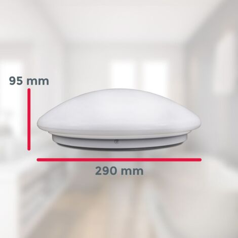 B.K.Licht plafonnier LED spécial salle de bain, lumière blanche neutre 4000 Kelvin, platine LED 12W, éclairage plafond design épuré, Ø 290mm