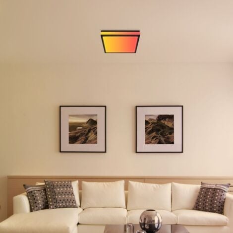 Telefunken - LED Panel plafond dimmable - 29,5x29,5x7cm - Plafonnier plat 230V 18W 1800lm Magic-RGB CCT 3000-6500K avec télécommande Minuterie Veilleuse Mémoire Plafonnier Bureau  noir