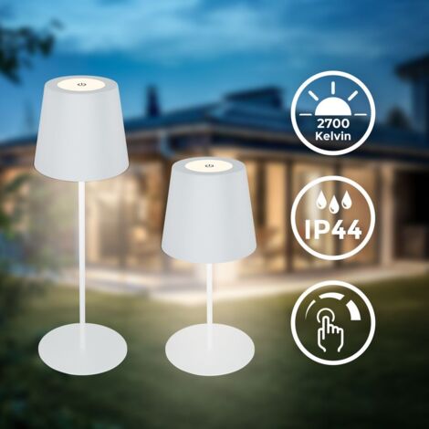 B.K.Licht Lampe de table LED sans fil IP44, Variable, tactile, protection contre les éclaboussures, sans fil, blanc, 36 x Ø10,5 cm (1/5)