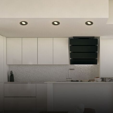 B.K.Licht Set de 3 spots LED en saillie 2 en 1 et spots encastrés, Set de 3 spots LED en saillie 2 en 1 et spots encastrés, orientables, plats, lumière blanche chaude, noir, Ø9,3 x 3 cm