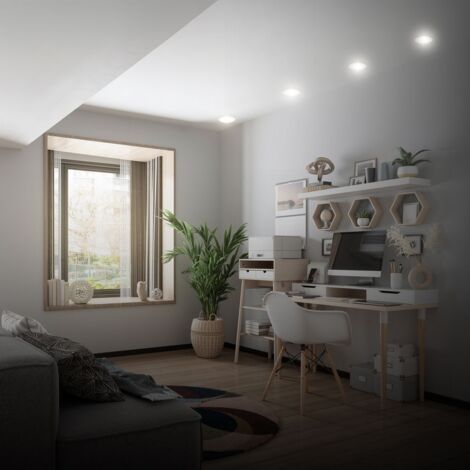 B.K.Licht Lot de 5 spots LED encastrables 230V, plats, lumière blanche neutre, blanc, Ø9 x 2,8 cm