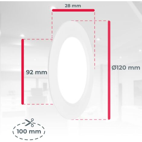 B.K.Licht Lot de 5 spots LED encastrables 230V, plats, lumière blanche neutre, blanc, Ø9 x 2,8 cm