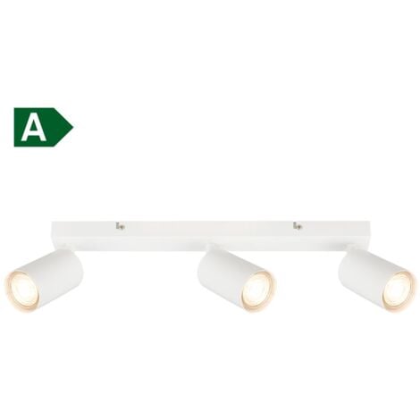B.K.Licht plafonnier LED EEK A, EEK A, orientable, lumière 50.000h, ampoule interchangeable, blanc, 15,5 x 5,5 x 44 cm