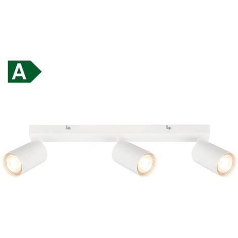 B.K.Licht plafonnier LED EEK A, EEK A, orientable, lumière 50.000h, ampoule interchangeable, blanc, 15,5 x 5,5 x 44 cm