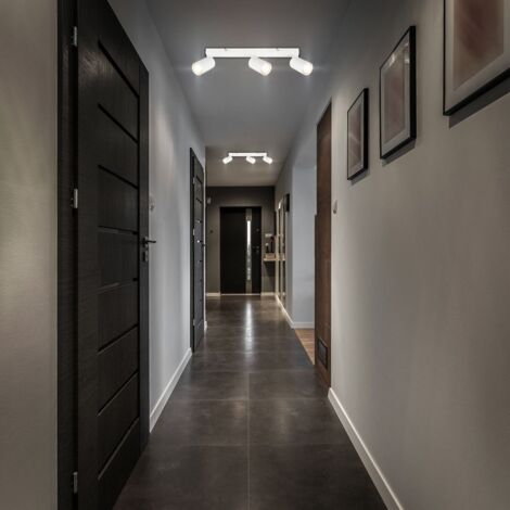 B.K.Licht plafonnier LED EEK A, EEK A, orientable, lumière 50.000h, ampoule interchangeable, blanc, 15,5 x 5,5 x 44 cm