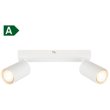 B.K.Licht Plafonnier LED EEK A, EEK A, Pivotant, lumière 50.000h, ampoule interchangeable, blanc, 15,5 x 5,5 x 25,5 cm