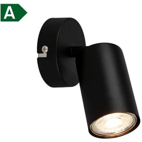 B.K.Licht Applique LED intérieure EEK A, EEK A, orientable, lumière 50.000h, ampoule interchangeable, noir, Ø8 x 15,5 cm