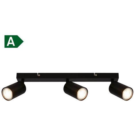 B.K.Licht Plafonnier LED EEK A, EEK A, Pivotant, lumière 50.000h, ampoule changeable, noir, 15,5 x 5,5 x 44 cm