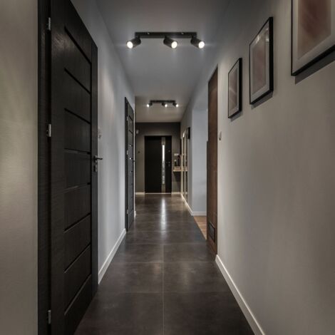 B.K.Licht Plafonnier LED EEK A, EEK A, Pivotant, lumière 50.000h, ampoule changeable, noir, 15,5 x 5,5 x 44 cm