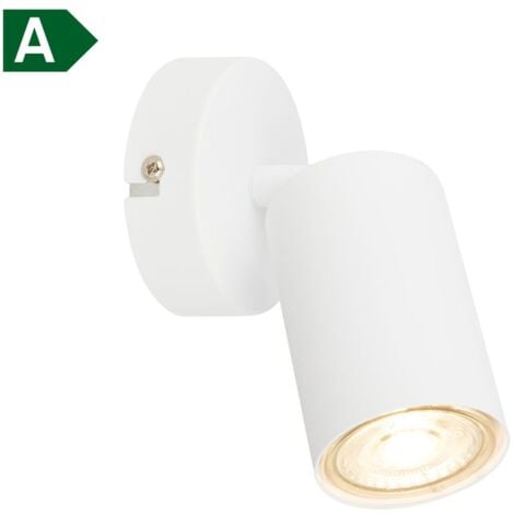 B.K.Licht Applique LED intérieure EEK A, EEK A, orientable, lumière 50.000h, ampoule interchangeable, blanc, Ø8 x 15,5 cm