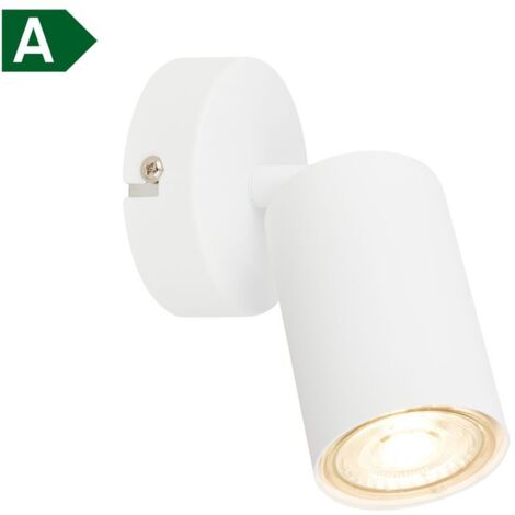 B.K.Licht Applique LED intérieure EEK A, EEK A, orientable, lumière 50.000h, ampoule interchangeable, blanc, Ø8 x 15,5 cm
