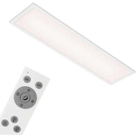 CCT Panneau LED BRILONER LEUCHTEN PIATTO, 24 W, 2200 lm, IP20, blanc, plastique-métal, dimmable, avec télécommande, CCT, 100 x 25 x 6 cm