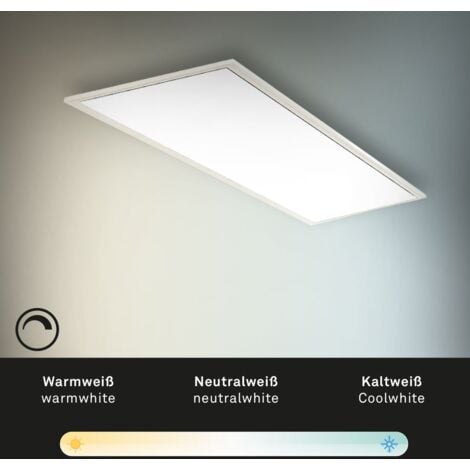 CCT Panneau LED BRILONER LEUCHTEN PIATTO, 24 W, 2200 lm, IP20, blanc, plastique-métal, dimmable, avec télécommande, CCT, 100 x 25 x 6 cm