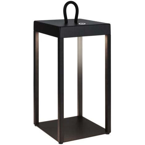 Briloner Luca Lampe de table LED sans fil, à intensité variable, tactile, sans fil, anti-éclaboussures, noir, 31,5 x 13 x 13 cm