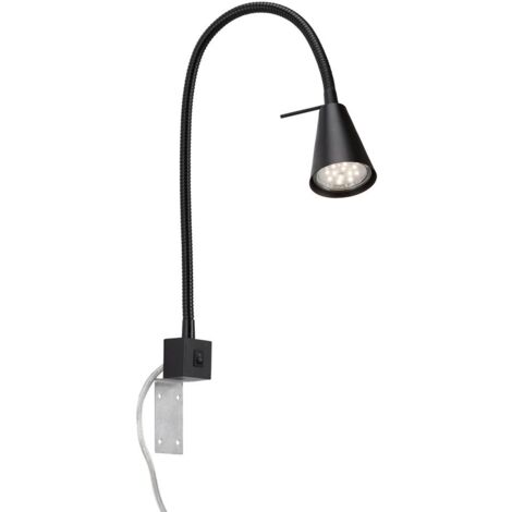 Lampe de lit LED BRILONER LEUCHTEN TUSO, 5 W, 400 lm, IP20, noir, métal, incl., 1x GU10, Applique Bras flexible, 40,3 x 21,7 cm