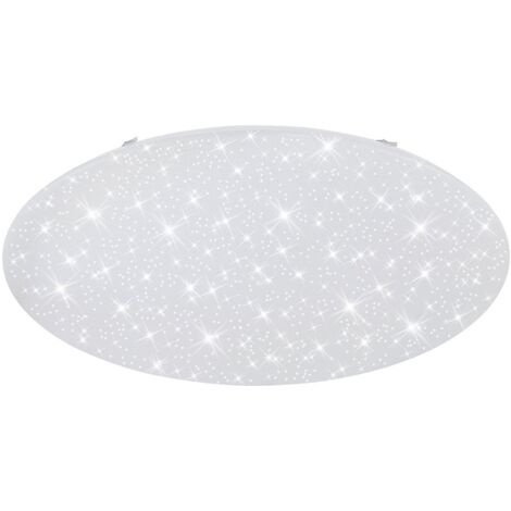 BRILONER VERB Plafonnier LED moderne dimmable avec télécommande 75cm rond 80W 6500lm 3000 à 6000 K blanc chaud à froid décor étoilé blanc lampe plafond salon chambre