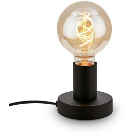 BRILONER - Lampe de table avec interrupteur à câble, aspect rétro, douille E27, vintage, lampe de chevet, lampe de salon à poser, 10 x 9 cm, noir