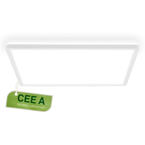Briloner Tava A Lampe de plafond à LED, CEE A source lumineuse, plat, lumière indirecte, lampe de salon, panneau LED, lampe de cuisine, 42x42x3cm, blanc