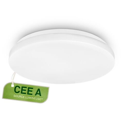 B.K.Licht – Plafonnier LED moderne blanc 8W 1700lm Ø290mm – Économie d'énergie – Durée de vie 50 000 heures – Pour plafonds bas et espaces réduits (1/5)