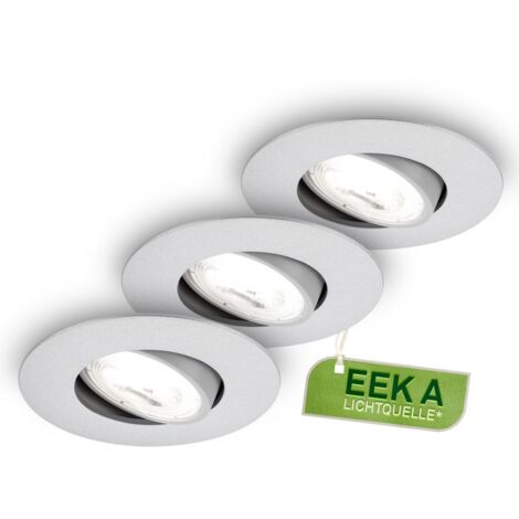 Spots encastrables LED EEK A orientables IP23 Ø68mm 2W 360lm 4000K chrome mat, set de 3 ultra-plats