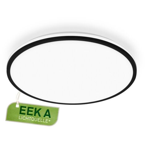 Classe énergétique A Plafonnier LED design moderne Ø33 cm rond 8.5W 1800lm 4000K blanc neutre lumière indirecte noir pour salon chambre (1/5)