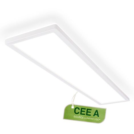 Briloner Lampe de plafond LED 98cm, CEE A source lumineuse, plat, lumière indirecte, lampe de salon, panneau LED, lampe de cuisine, 98x20x3cm, blanc