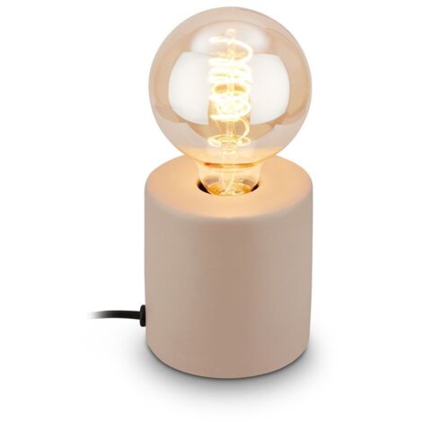 BRILONER - Lampe de table avec interrupteur à fil, pied céramique, E27, max. 10W, chevet, bureau, salon à poser, lampe à poser, table salon, 10x10,3 cm, beige