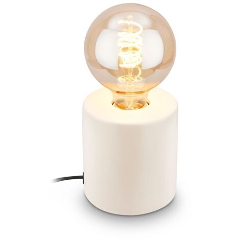 BRILONER - Lampe de table avec interrupteur sur câble, pied céramique, E27, max. 10W, chevet, bureau, salon à poser, table salon 10x10,3 cm, blanc antique