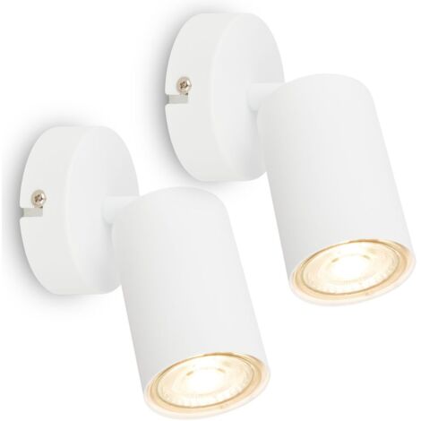 Briloner TIB Lot de 2 spots LED muraux, orientables, sans ampoule GU10, blanc, Ø8x15,5 cm