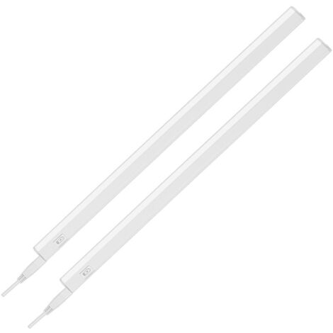 Lot de 2 réglettes LED sous meuble longueur 31,3 cm blanc 4 W 400 lm lumière neutre 4000 K avec interrupteur et kit de montage lampe cuisine placard atelier