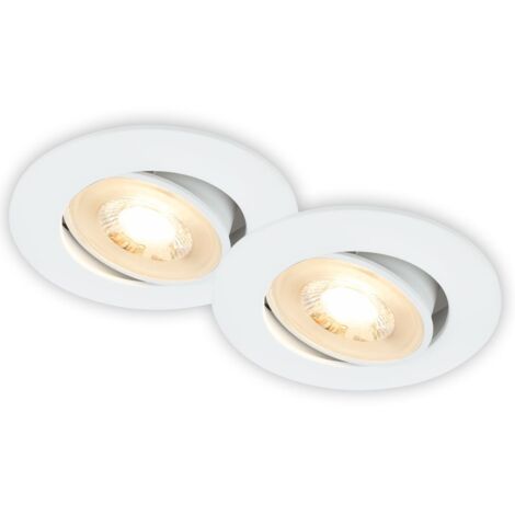 BRILONER Lot de 2 spots LED encastrables orientables blanc Ø8cm plats avec LED 4,5W 450lm IP23 3000K lumière blanc chaud design moderne pour salon cuisine couloir