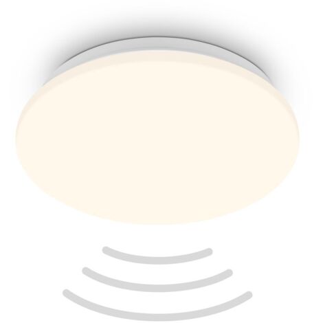 Briloner UGO Plafonnier LED, couleur de lumière blanc chaud, détecteur de mouvement, blanc, Ø27 x 6 cm