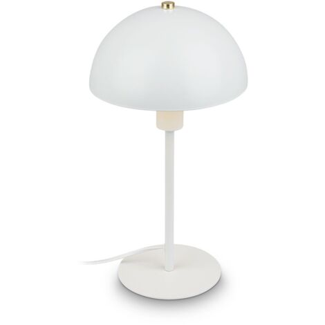 Lampe de table compacte 18x35 cm rond E14 40 watt 400 lumen blanc chaud avec interrupteur sur le cable blanc lampe de chevet salon bureau chambre
