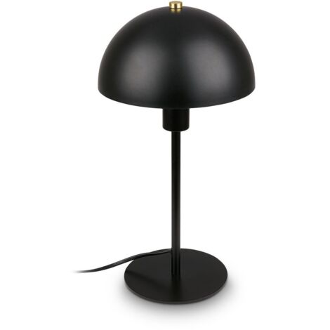Lampe de table compacte 18x35 cm rond E14 40 watt 400 lumen blanc chaud avec interrupteur sur le cable noir lampe de chevet salon bureau chambre