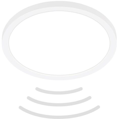 BRILONER SLIM Plafonnier LED avec détecteur de mouvement ultraplat rond IP44 Ø240mm 16W 1900lm 4000K lumière blanc neutre Blanc lampe plafond salle de bain couloir garage